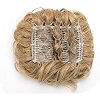 Moño Postizo Voluminoso Rizado con Peine de Clips [Castaño Café a Blanqueador Rubio] Pelo Sintético Se Ve Natural…